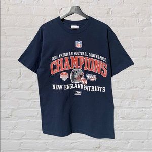 2001-02 Reebok NFL New England Patriots AFC Champions graphic tee